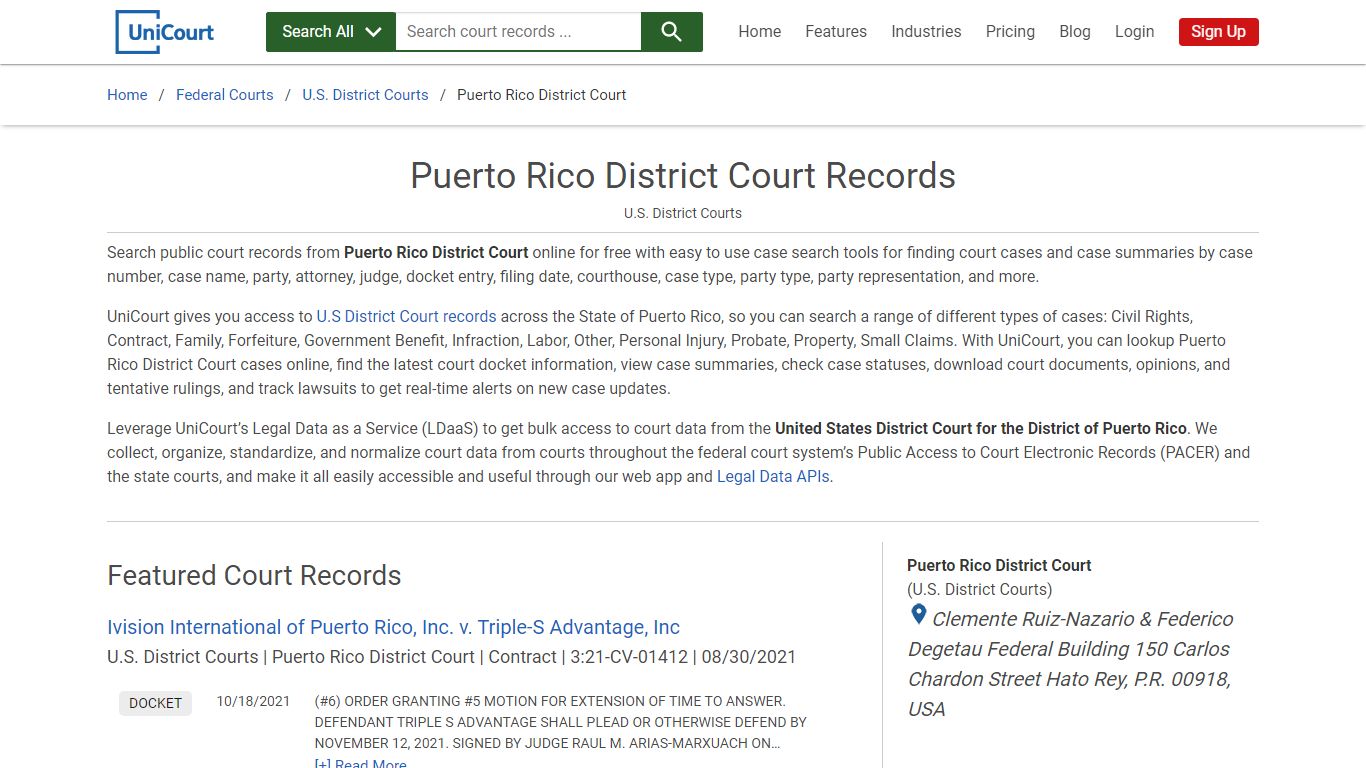 Puerto Rico District Court Records | PACER Case Search | UniCourt