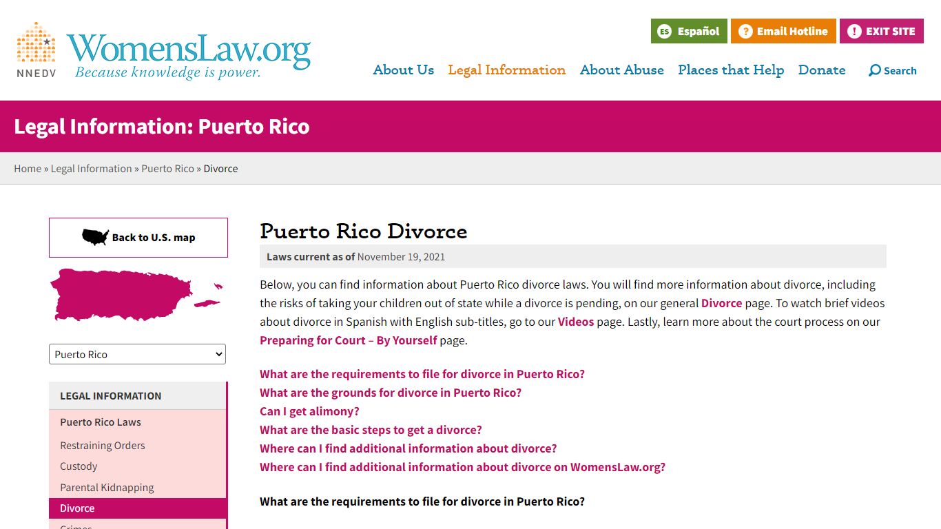 Puerto Rico Divorce | WomensLaw.org